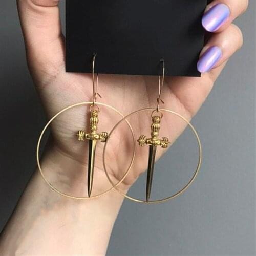 Gold Color Sword Earrings The Dark Witch Gothic Antique Sword Jewelry Gift Women Classical Novelty Delicacy Beautiful 2021 New