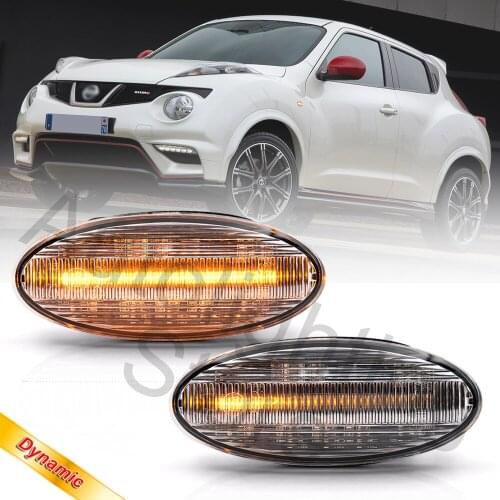 2pcs Dynamic Amber Full Led Side Marker Light Fender For Nissan Qashqai Dualis Juke Micra March Micra Note X-Trail Smart Fortwo