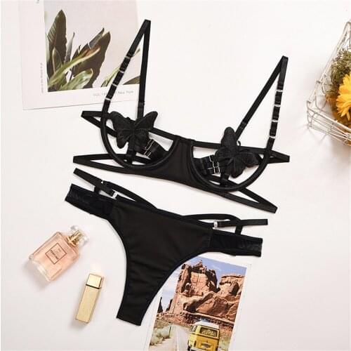 2020 New Women Bra Set Sexy Bow Underwire 2PCS Push Up Lingerie Mujer Women Underwear Bra Set HB273