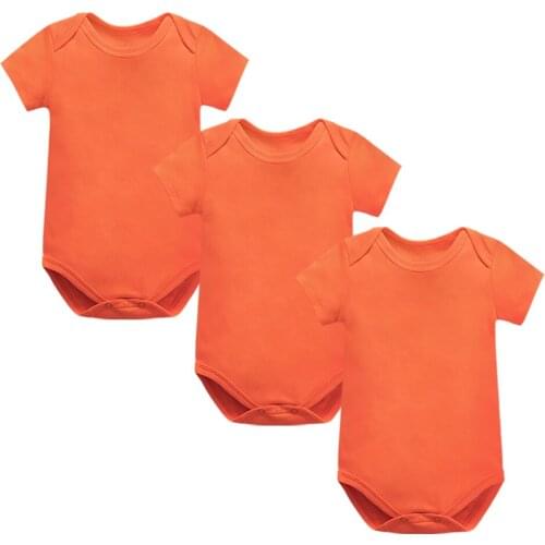 3 Pack Baby Bodysuits For Boys And Girls Short Sleeve Orange Cotton Outfit Summer Newborn Infant Body Baby Clothes