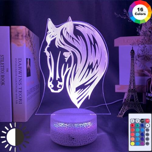3D illusion Lovely Horse 3D Lamp 7 Color Change LED USB Acrylic Small Night Light Indoor Atmosphere Lamp Kids' Toys And Gifts