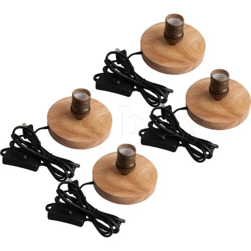 4PCS Wooden Base E27 Socket Lamp Holder for Lamp Parts Green Bronze