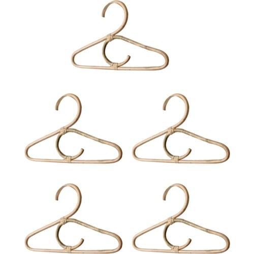 5Pcs Rattan Clothes Hanger Nordic Style Kids Garments Organizer Rack Children Hanger Kids Room Decor Hangers for Clothes