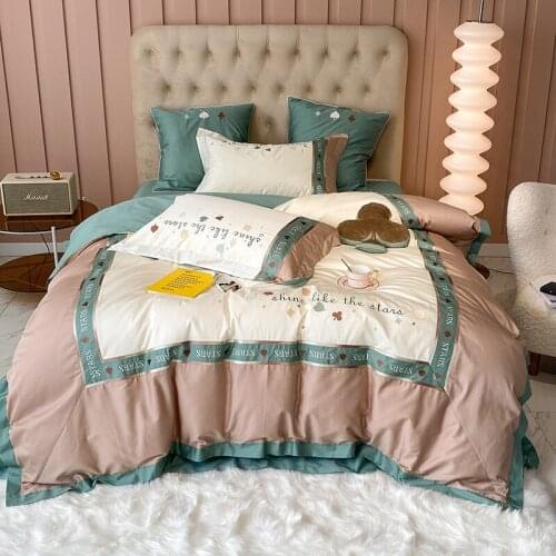 800TC Egyptian Cotton Embroidery European Bedding Set Duvet Cover Bed sheet/Linen Pillowcases