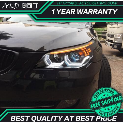 AKD Car Styling Head Lamp for BMW E60 Headlights 2003-2010 523i 530i Angel Eye LED Headlight DRL Hid Bi Xenon Auto Accessories