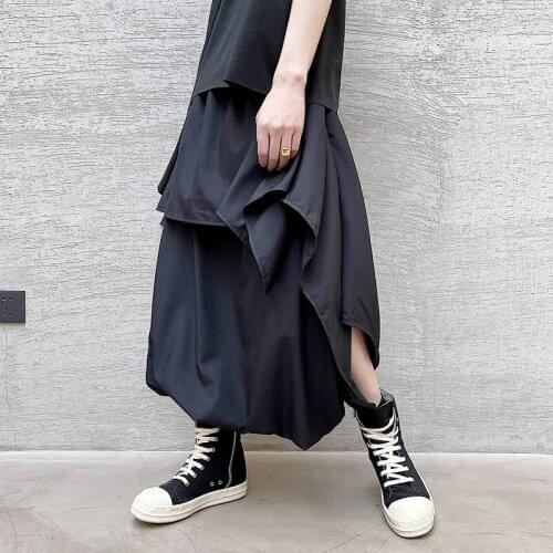 Summer Mens Loose Cross-pants Harem Loose Trousers Black One Free Size Cotton F46