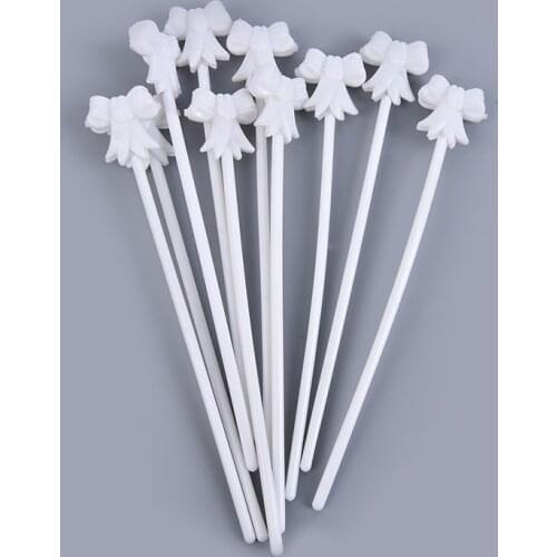 10pcs Automatic Balloon Towbar White Bow-Knot Ball Tow Bar with Snap Clip