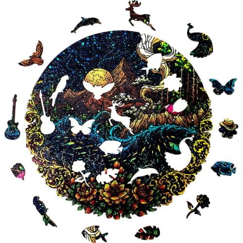 Garden Wooden Jigsaw Puzzle Animals Shape Butterfly Kid Puzzle For Adult Wood DIY Craft Gift Educational Toy Wooden Puzzle Games