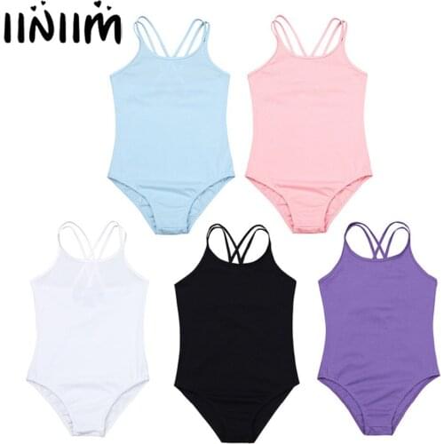 Iiniim Kids Child Dance Bodysuit Spaghetti Strap Dancwear Ballet Gymnastics Leotard for Girls Tutu Ballerina Body Thong Clothing