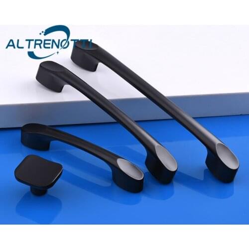 Furniture Drawer Handle Kitchen Cupboard Cabinet Zinc Alloy Door Pull Wardrobe Closet Black Simple Metal Knob Home Hardware
