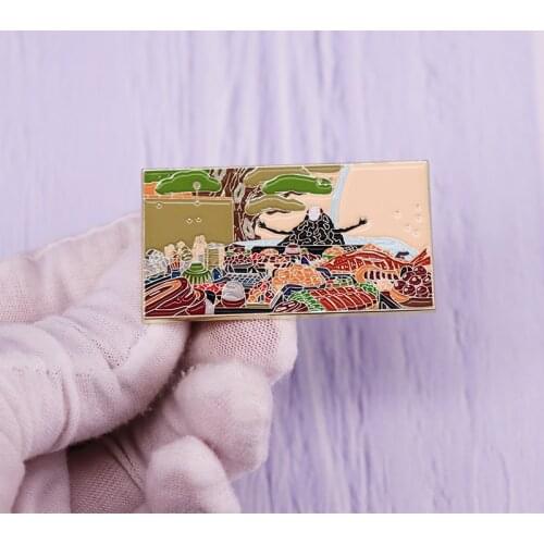 No Face Kaonashi Food Enamel Pin Oil Painting Brooch Anime Spirited Away Badge Abstract Art Jewelry Gift