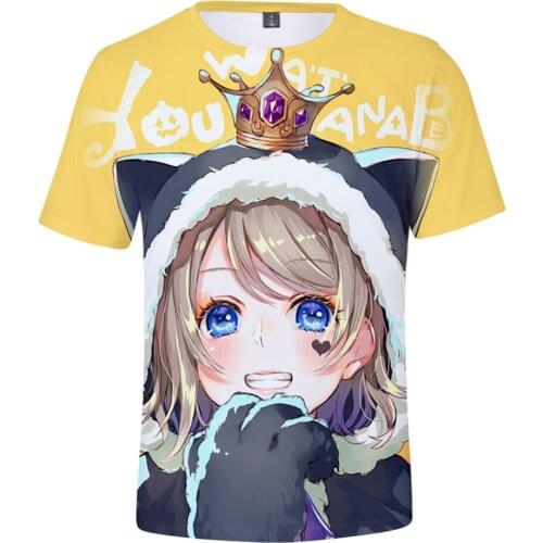 LoveLive Watanabe You 3D print Spring Summer Preppy Style Men/Women Street Clothes T-shirt Youthful Kawaii Innovation style