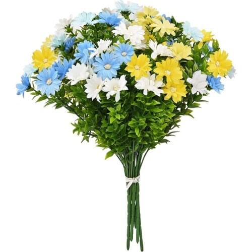 6 Bouquets Daisies Artificial Flowers Faux Silk Daisy Wildflowers Fake Colorful Daisy Bouquet for Vase Porch Window