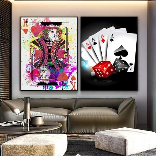 Canvas Painting Nordic Poster Vintage Poker Playing Cards Wall Art Print Pictures For Living Kids Room Decoration Home Decor