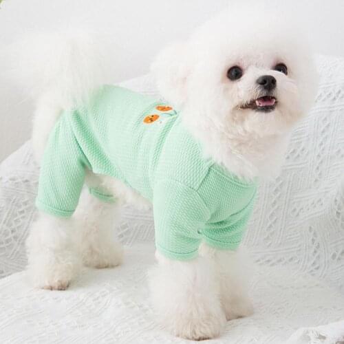 Cartoon Dog Clothing Jumpsuit Embroidered Twill Bubble Design Cotton Spring Soft Pet Clothes for Puppy For Chihuahua Pomeranian