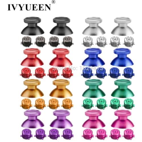 IVYUEEN Metal Alanog Stick Caps for PlayStation 4 PS4 DS4 PRO Slim Controller Aluminium Thumbsticks 9mm Bullet Action Buttons