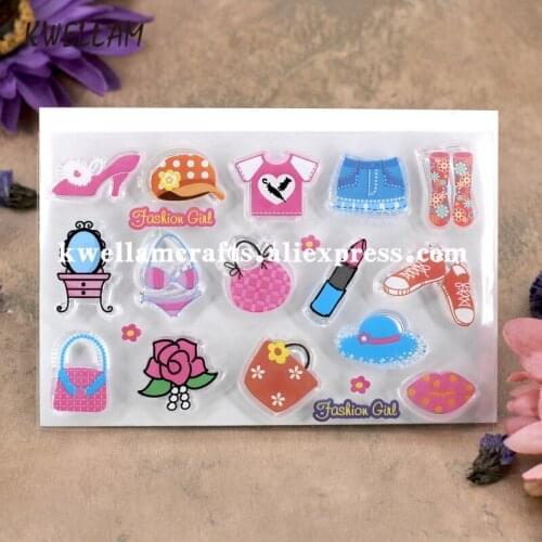 Fashion Girl Scrapbook DIY photo cards rubber stamp clear stamp transparent stamp 11.5x7.7cm KW7101402
