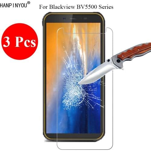 3 Pcs/Lot New 9H 2.5D Tempered Glass Screen Protector For Blackview BV5500 / Pro / Plus 5.5" Protective Film + Clean Tools