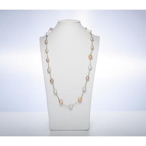 Autumn&winter Edison Baroque Pearl Sweater Chain 11-14mm Multicolor Pearl Long Necklace Women Elegant Coat Necklace