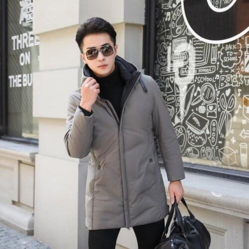 Quality Mens Winter 90% Duck Down Coats Male Fashion Waterproof Long Down Jackets Men Solid Hooded Business Down Overcoat JK-864