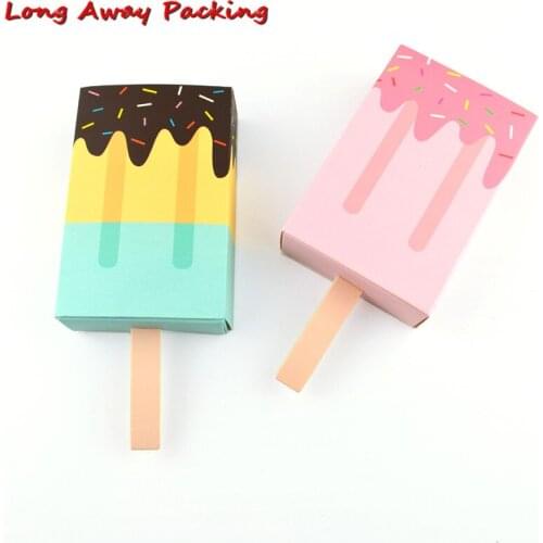 Long Away Packing Ice Cream Shape Gift Boxes Baby Shower Birthday Party Candy Box Cartoon Drawer Gift favor box