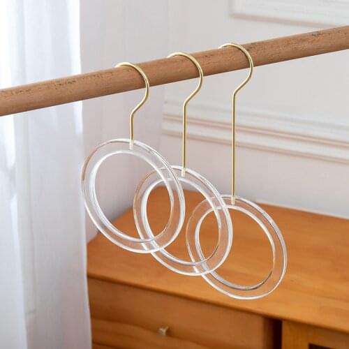 Transparent Acrylic Scarf Ring Hanger Clothing Store Display Hang Rack Ties Belt Organize Circle Storage Holder Clothes Hanger