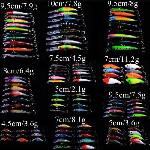 Lifelike pesca Minnow Fishing Lure Mixed 11 Models Hard Baits of 98 Colors Fishing Lure Wobblers Fishing Tackle with 3D Eyes
