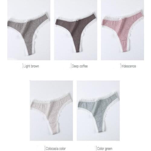 Womens Underpants Sexy Lace Lingerie Cotton G-String Comfortable Thong Low-Rise Underwear Women String Intimate