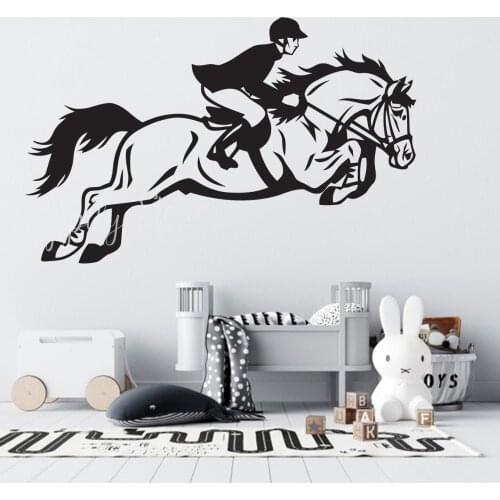 Horse Riding Vinyl Decal Sticker Horse Rider Wall Decals Bedroom Nursery Murals Kids Room Decoration Posters Removable P513
