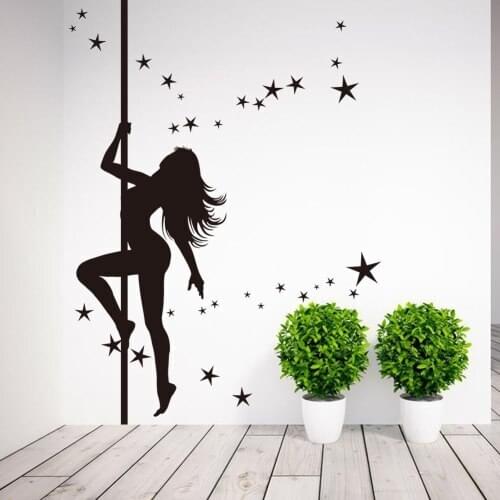 Pole Dancing Girl Wall Sticker Wall Paper Home Decor Vinyl Removable Mural Decals Free shipping