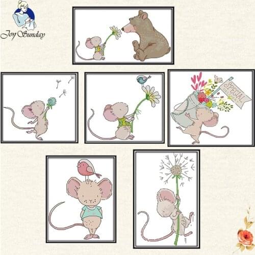 Rat cross embroidery Cartoon simple small piece embroidery gifts for friends cross stitch by hand manual Chineses Printing pat