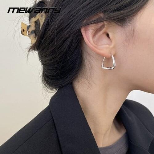 Mewanry Prevent Allergy 925 Sterling Silver Hoop Earrings for Women New Trendy Elegant Simple Handmade Party Jewelry Ear Buckle