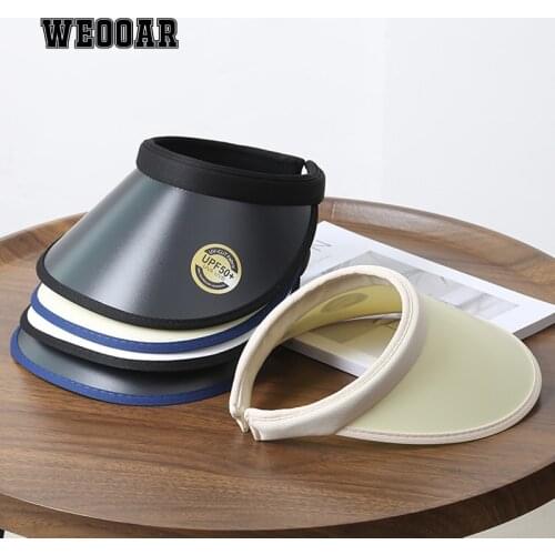 WEOOAR Anti-UV Sun Visors Ladies Caps PVC Empty Top Womens Summer Hats Panama Sun Protection SunshadeFisherman Beach Hat MZ162