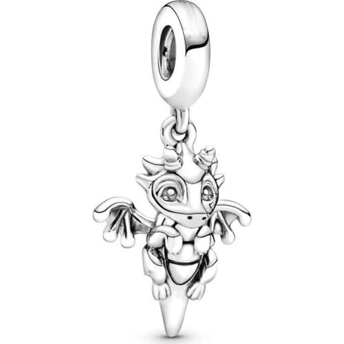 100% 925 Sterling Silver Charm New Magic Flying Dragon Pendant Fit Pandora Women Bracelet & Necklace Diy Jewelry