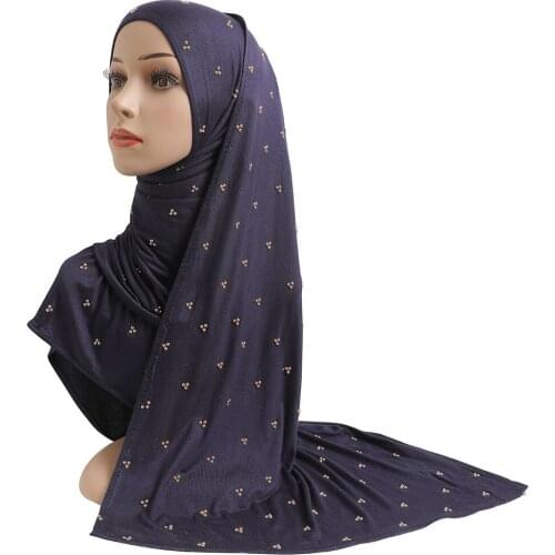Muslim Bead Long Scarf Hijab Islamic Shawls Arab Turban Headwear Hair Wrap Turban
