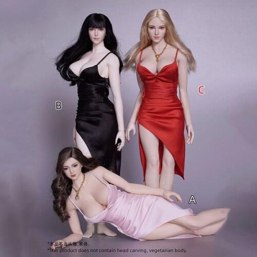 1/6 Female Elegant Evening Dress Slit Skirt Soldier Clothes Model Fit 12'' Action Figure Body