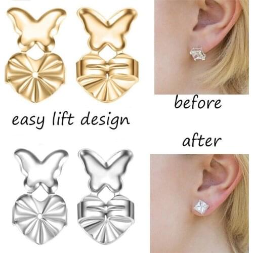1 Pair Earring Backs Support Creative Butterfly Earring Lifts Fits all Post Earrings Set Earrings Assistant Jewelry Accessories