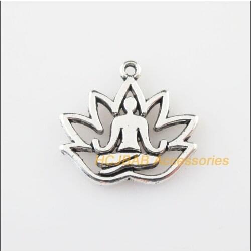 25 New Bodhisattva Charms Tibetan Silver Tone Lotus Flower Pendants 16.5x18mm
