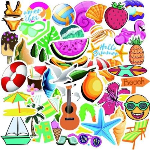 50PCS Summer Style Car Sticker Travel Sunlight Beach Girl Cute Anime Laptop Suitcase Bike Vinyl Car Decals Stickers