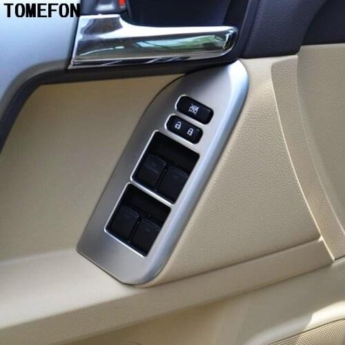 Auto Accessories ABS Chrome Interior Armrest Window Lifter Botton Panel Cover Trim 4pcs For Toyota Prado 2014 2015