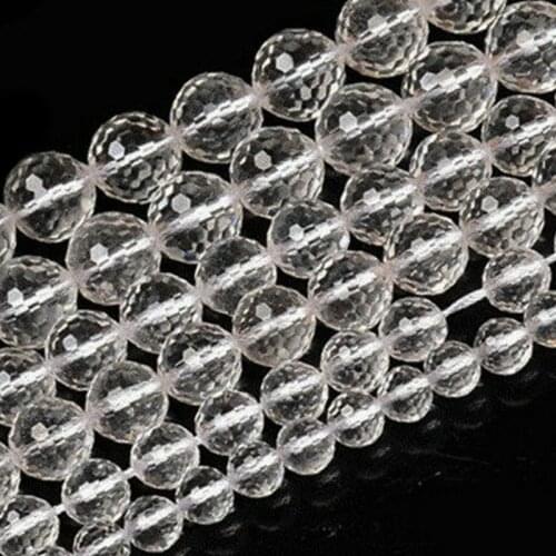 6-14mm Round Faceted White Rock Quartz Beads Natural Clear Crystal Beads For Jewelry Making beads 15'' DIY Beads Trinket