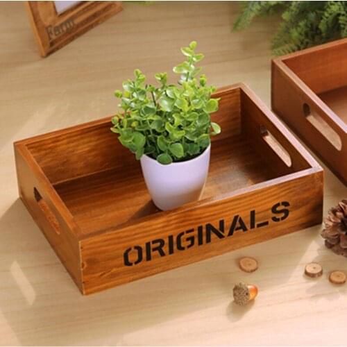 Wooden office desk finishing box multifunctional cosmetic storage storage wooden box retro solid wood tray