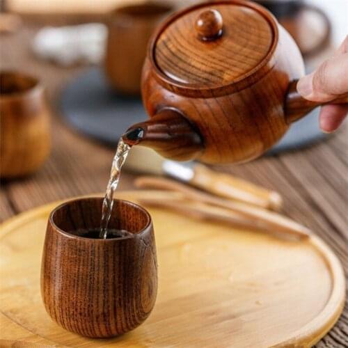 Nature Wooden Teapot with Long Handle Portable Office Coffee Maker Household Tea Pot Kung Fu Kettle Traditional Chinese Teaware