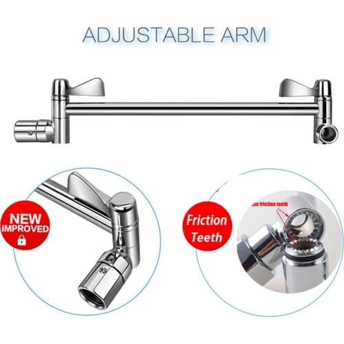 Shower Head Spray Connection,Adjustable Elbow Shower Arm Bracket,with Tooth