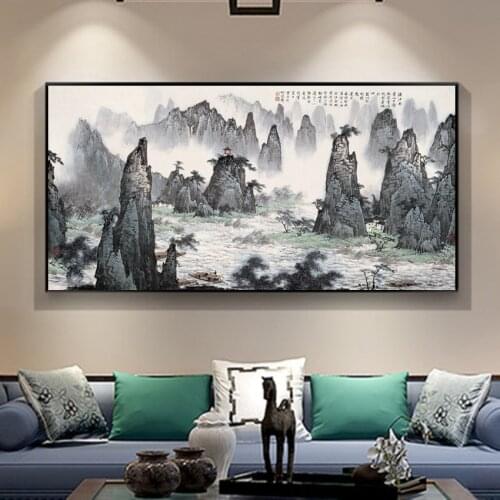 Chinese Ink Landscape painting on Canvas Wall Art Picture for Living Room Home Decor Art Deco Paintings