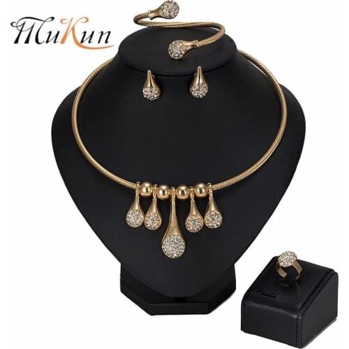 MUKUN Dubai Gold Jewelry Set Brand Fashion African Beads Necklace Ring Earrings Wedding woman accessories jewelry set Wholesale