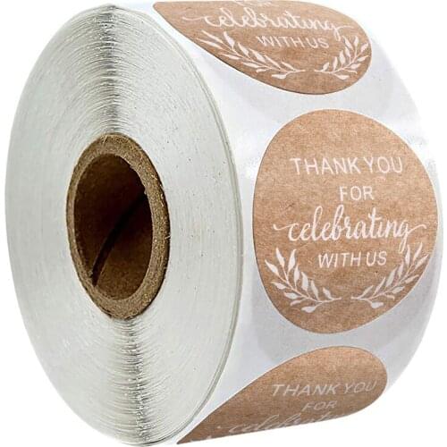 Kraft Paper 'Thank You for Celebrating with Us' Stickers Seal Labels for Gift Sticker Scrapbooking Stationery Sticker