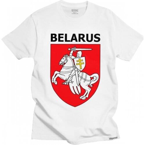 Handsome Men T Shirt Belarus Pogonya Flag Tee Short Sleeves Soft Cotton T-shirt Print Protest Symbol Belarusian People Tshirt
