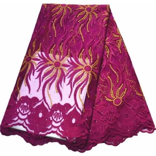 2020 New high quality African lace fabric with stones nigerian lace fabric 5yards of tissue african fabric