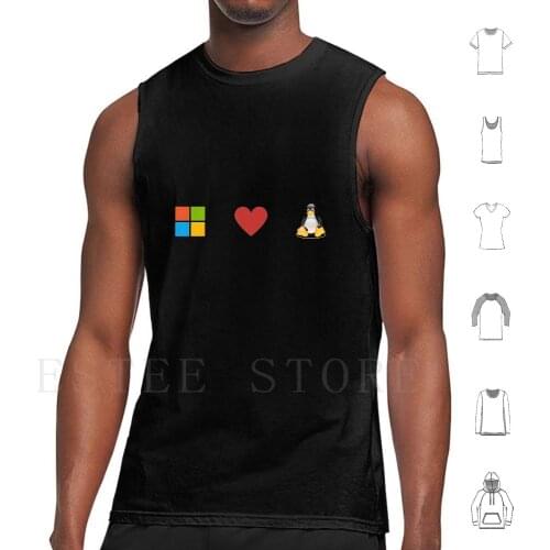 Microsoft Loves Linux Tank Tops Vest Technology Engineer Womens Girls Womens Dev Github Git Hacker Kali Open Source